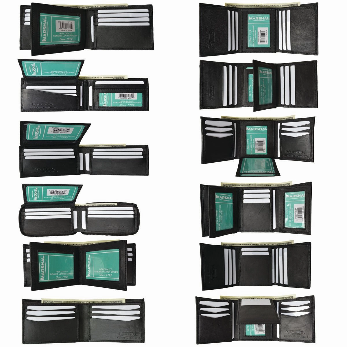 Wholesale New Black Mens Premium Leather Bifold & Trifold Wallets Exclusive Hot Pick