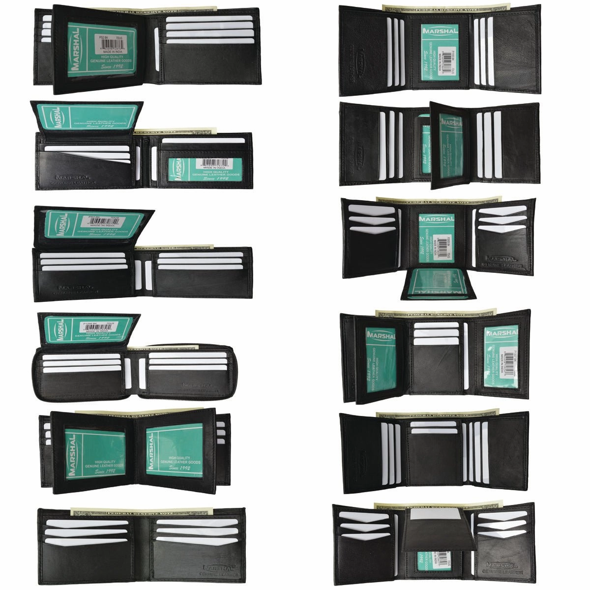 Wholesale New Black Mens Premium Leather Bifold & Trifold Wallets Weekend Flash Offer Special Price Today