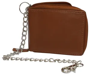 Men Biker Trucker Cow Leather Zip Around Bi-Fold Rfid Chain Wallet Western Style Khaki/Tan Chain Wallet Trending Now Offer