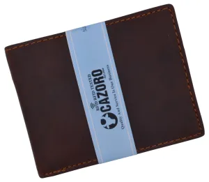 Men Wallet Vintage Brown Genuine Premium Leather Handmade Bifold Rfid Cazoro Price Drop Frenzy