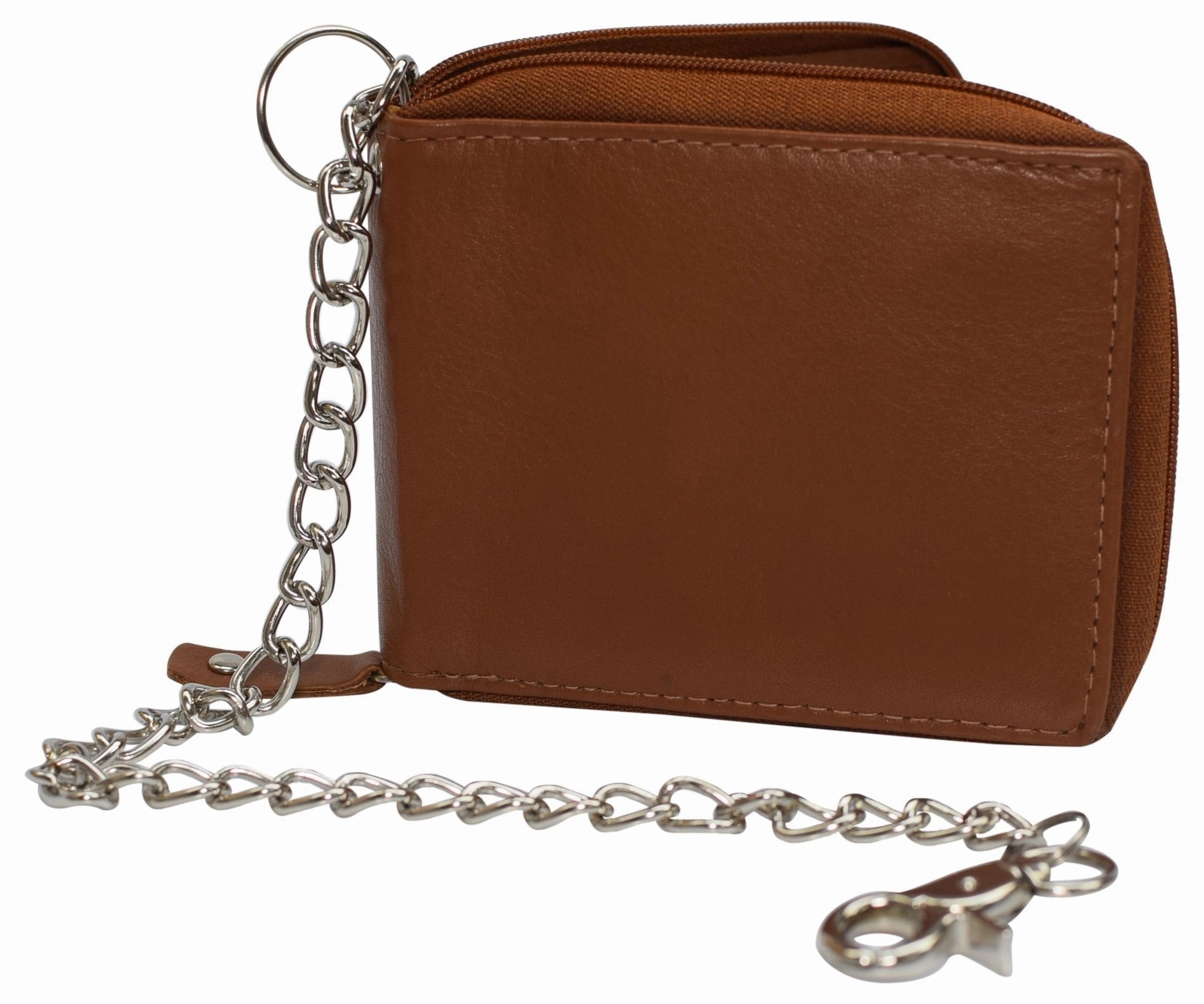 Mega Savings Now Dont Miss This Offer Men Biker Trucker Cow Leather Zip Around Bi-Fold Rfid Chain Wallet Western Style Khaki/Tan Chain Wallet