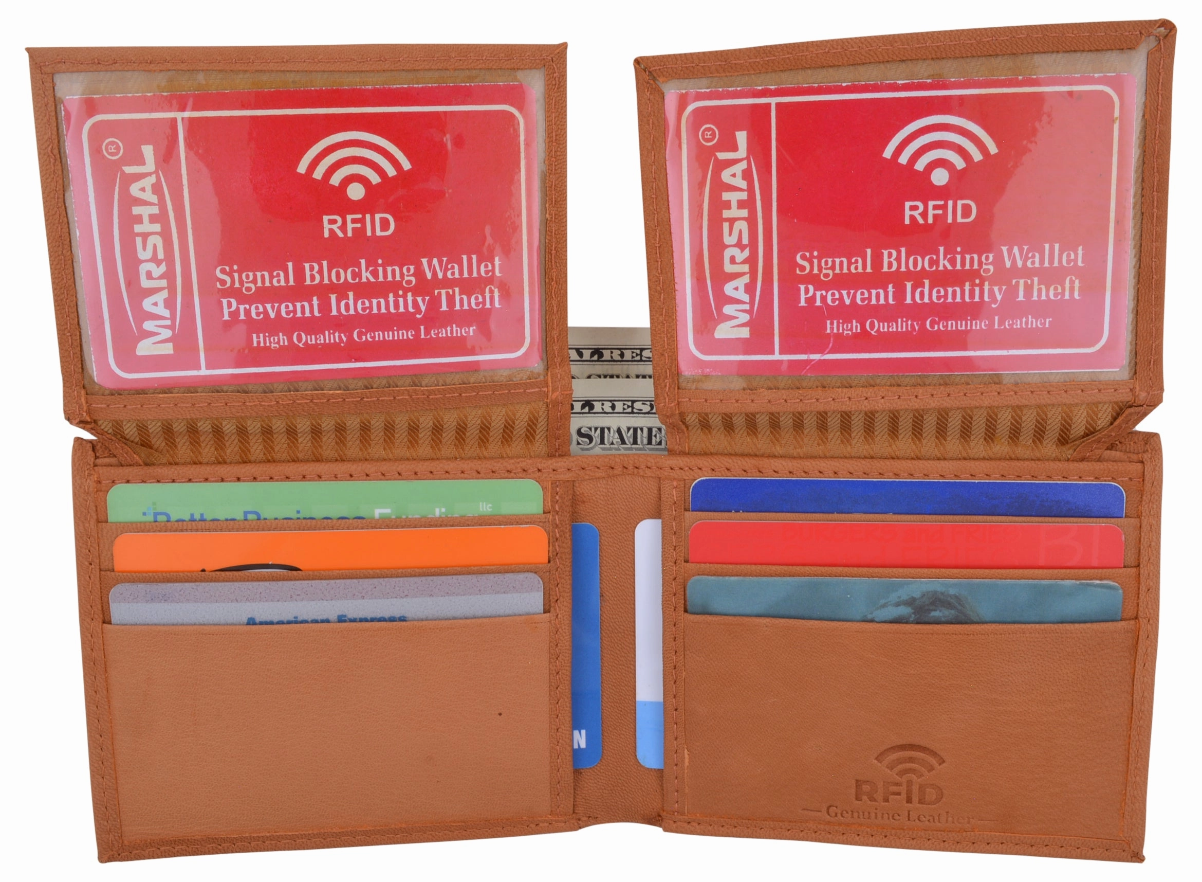 Men'S Leather Rfid Blocking Double Flap Up Id Windows Bifold Card Holder Wallet Clearance Blowout Limited Time Discount