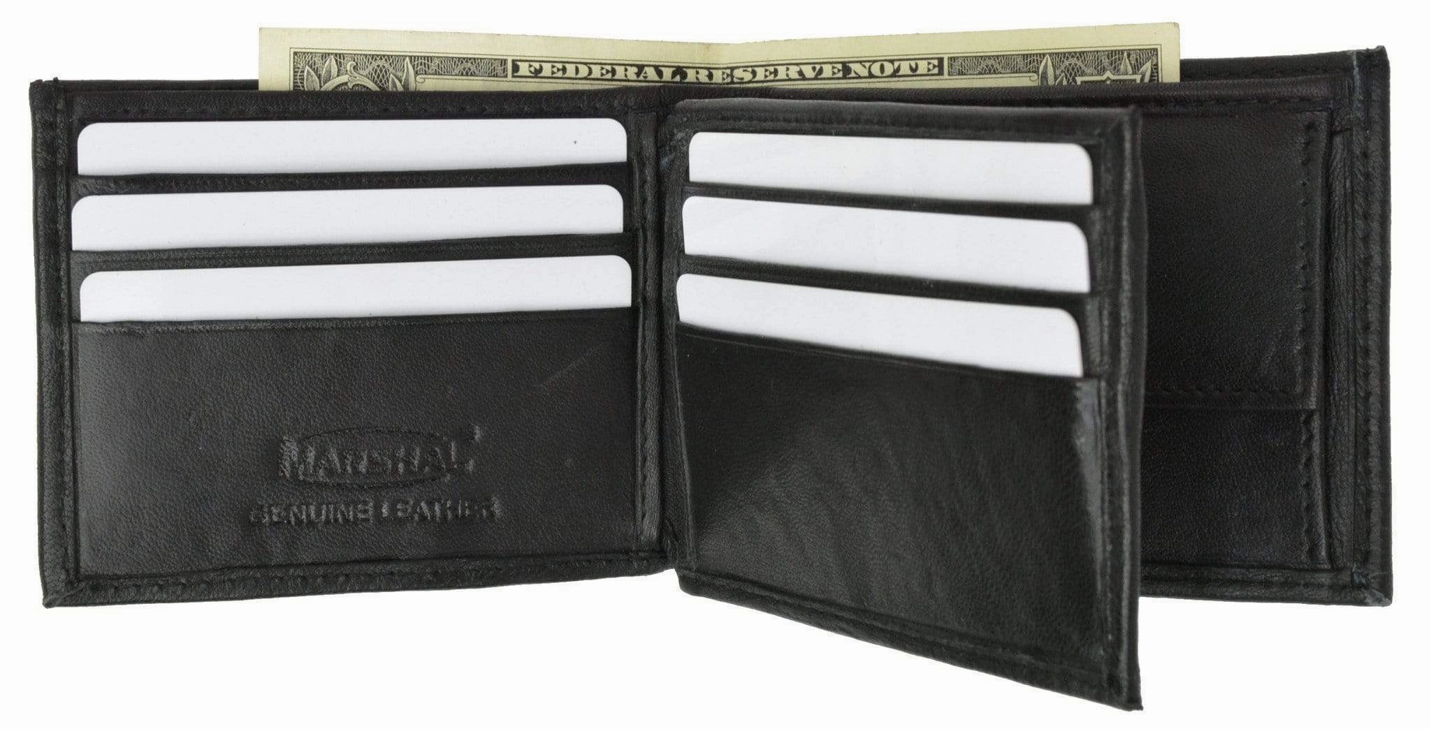 Men'S Premium Leather Bifold Middle Flap Double Outside Id Card Holder Wallet P 1659 (C) Weekend Specials