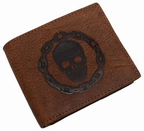 Men'S Rfid Blocking Genuine Leather Skull Chain Bifold Classic Wallet Flash Sale Now