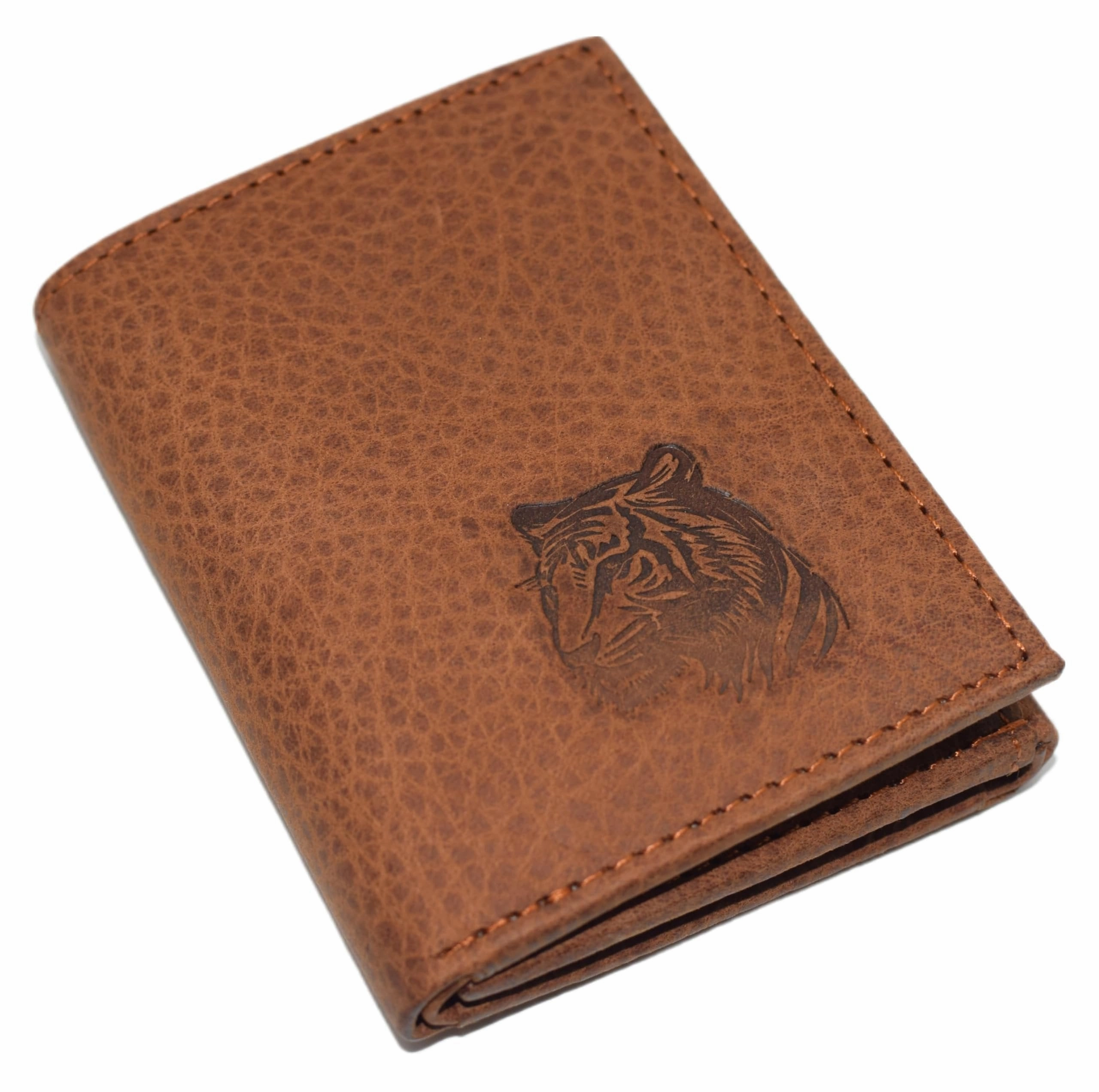 Hot Pick of the Day Men'S Rfid Blocking Tiger Genuine Leather Bifold Trifold Wallet Gift For Men (Bifold)