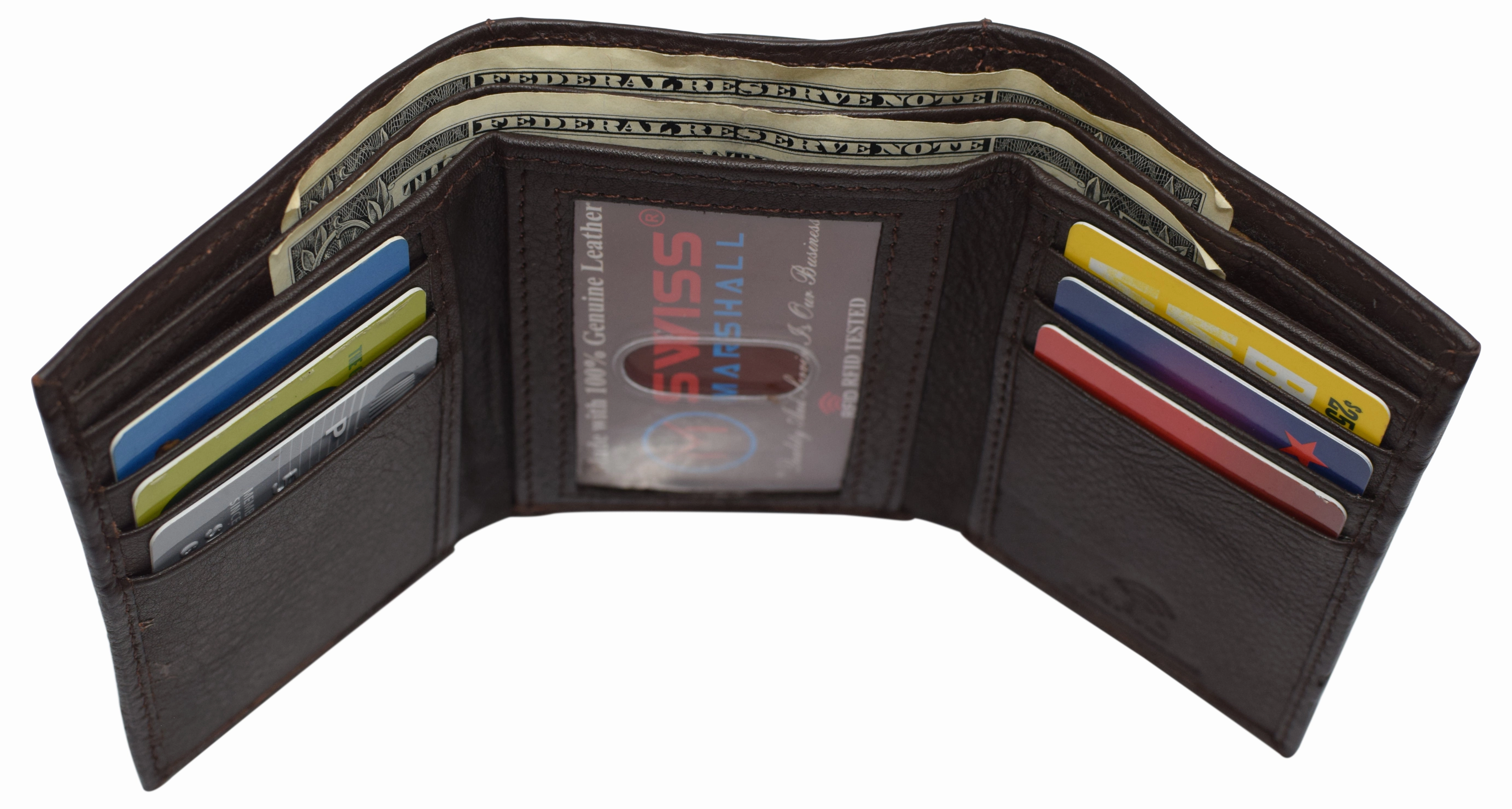 Hot Savings Alert Weekend Specials Men'S Wallet Rfid Genuine Leather Trifold With Id Window And Removable Card Slots