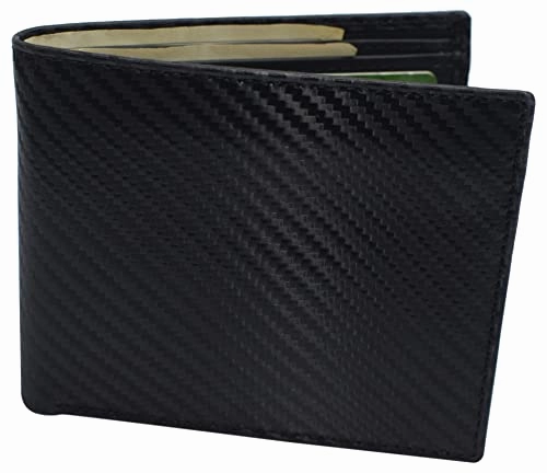 Daily Clearance Deal Men'S Wallets Rfid Blocking Carbon Fiber Leather Bifold Wallet For Men With Flap Up Id Window