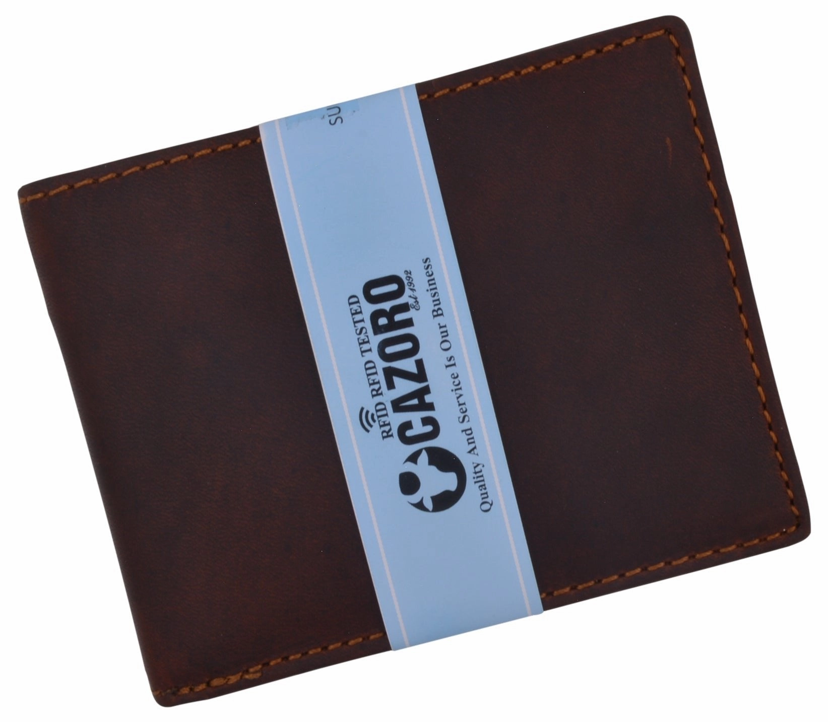 Men Wallet Vintage Brown Genuine Premium Leather Handmade Bifold Rfid Cazoro Price Drop Frenzy