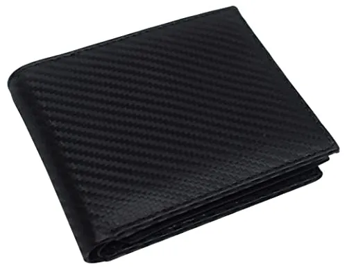 Special Surprise Sale Mens Carbon Fiber Leather Bifold Wallet With Id Window Rfid Blocking Multi Card Holder Front & Back Pocket Wallet For Men With 2 Money Compartments