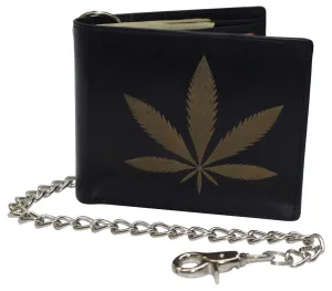 Men'S Genuine Leather Rfid Blocking Bifold Chain Logo Wallets Black, Biker Wallet For Men Trending Savings Now