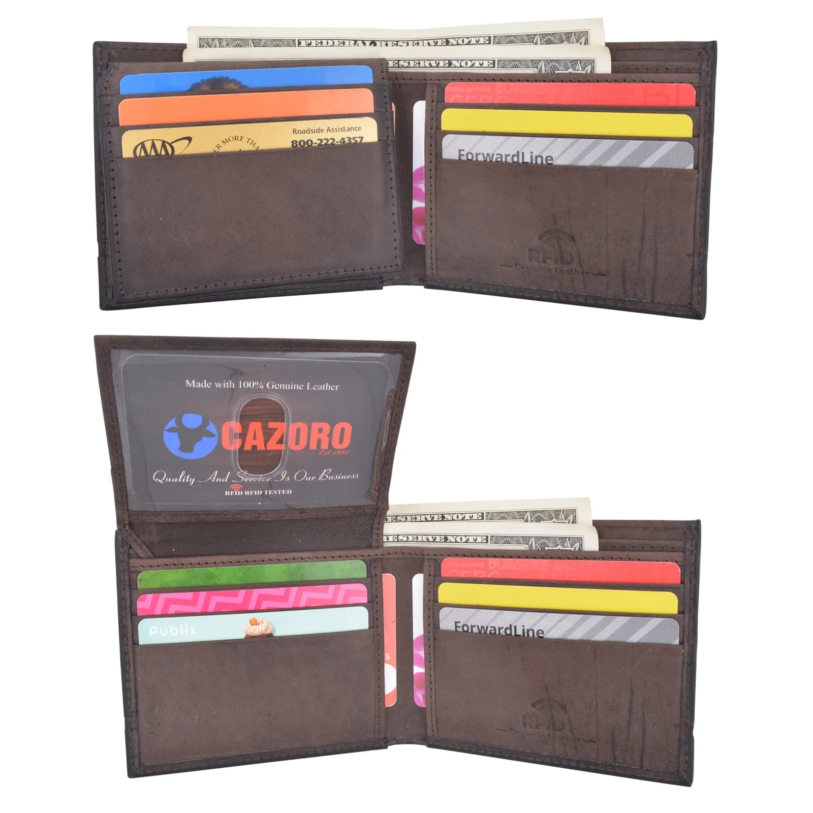 Men'S Genuine Leather Rfid Blocking Chain Biker Bifold Flap Up Id Wallet GiftWorthy Sale