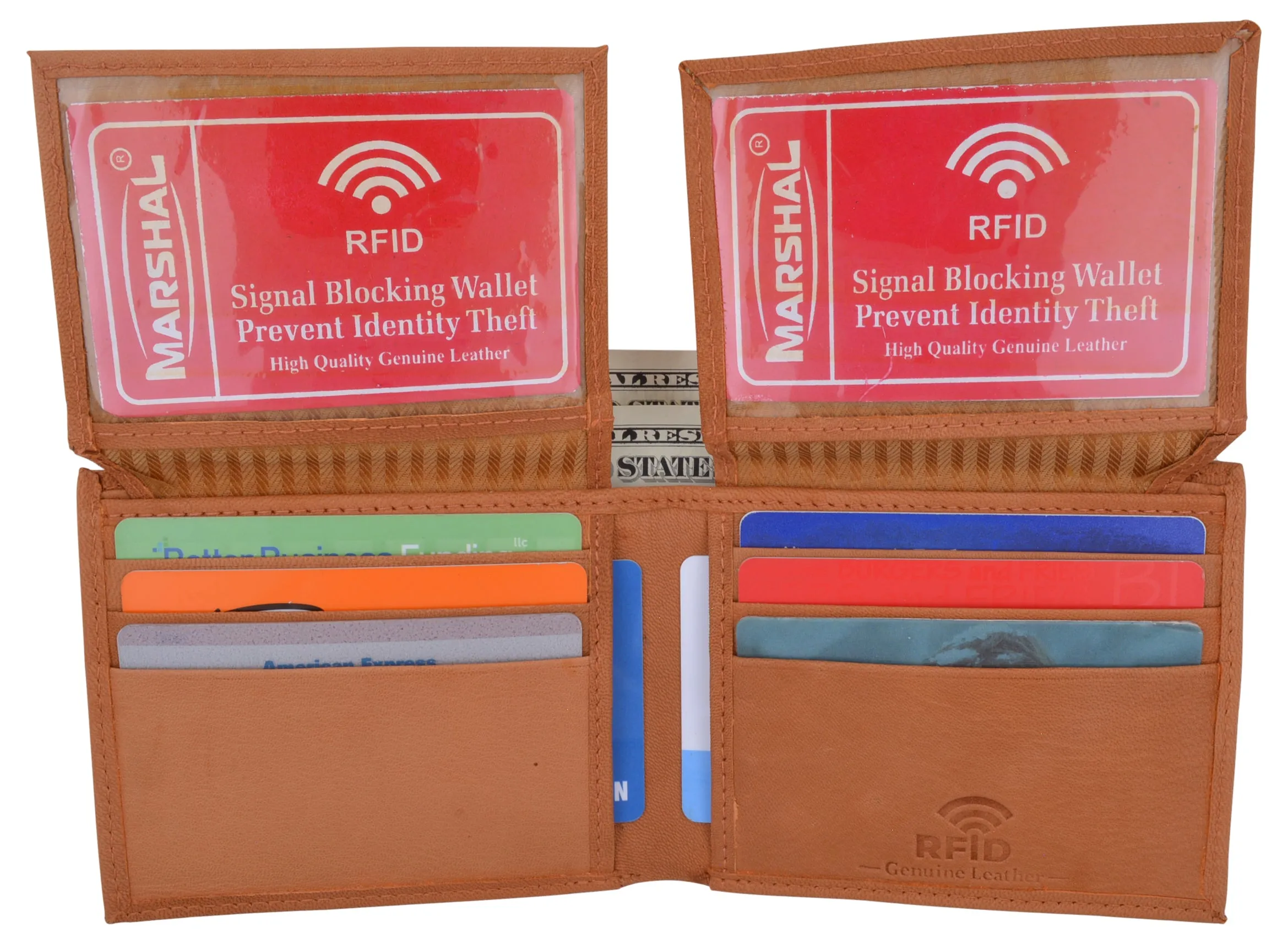 Men'S Leather Rfid Blocking Double Flap Up Id Windows Bifold Card Holder Wallet Clearance Blowout Limited Time Discount