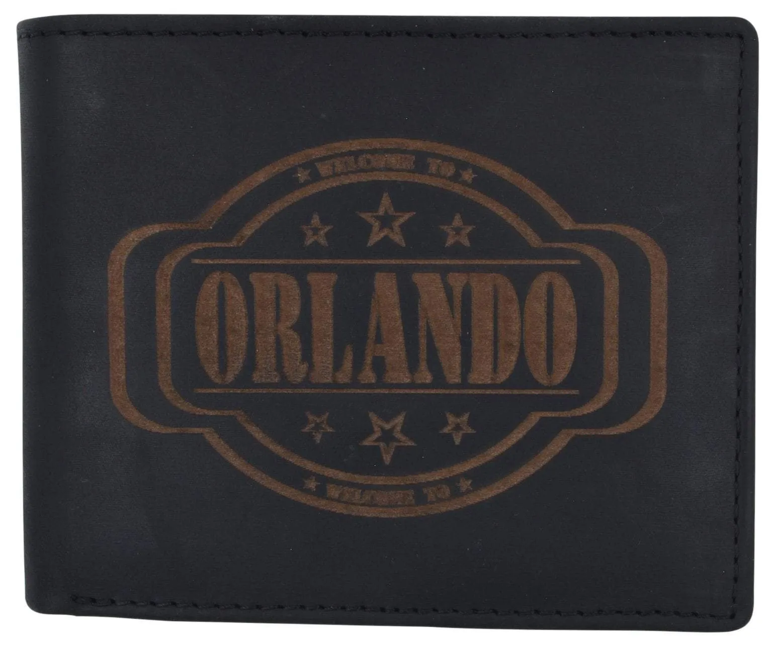 Mens Orlando Printed Logo Rfid Cowhide Leather Mens Rfid Wallet Special Offer Inside