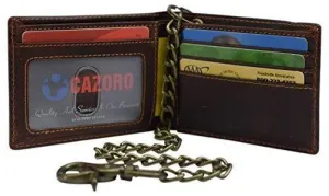 Mens Real Grained Leather Vintage Chained Wallet Rfid Purse Credit Card Holder Special Offer Inside Hot Deals Today