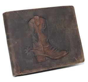 MenS Rfid Blocking Cowboy Boot Leather Wallet  Vintage Western Bifold With Rustic Rodeo Style (Brown) Todays Steal