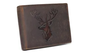 Online Exclusive Offer Mega Discount Today MenS Rfid Blocking Deer Head Leather Wallet  Rustic Genuine Leather Bifold For Hunters & Outdoorsmen (Brown)