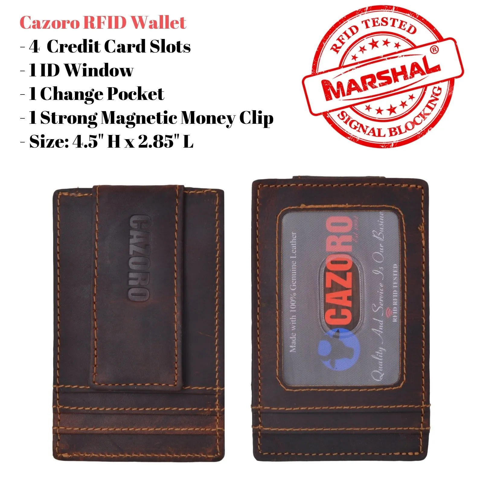 Men'S Vintage Rfid Blocking Magnetic Money Clip Leather Slim Wallet Card Holder Todays Best Deal