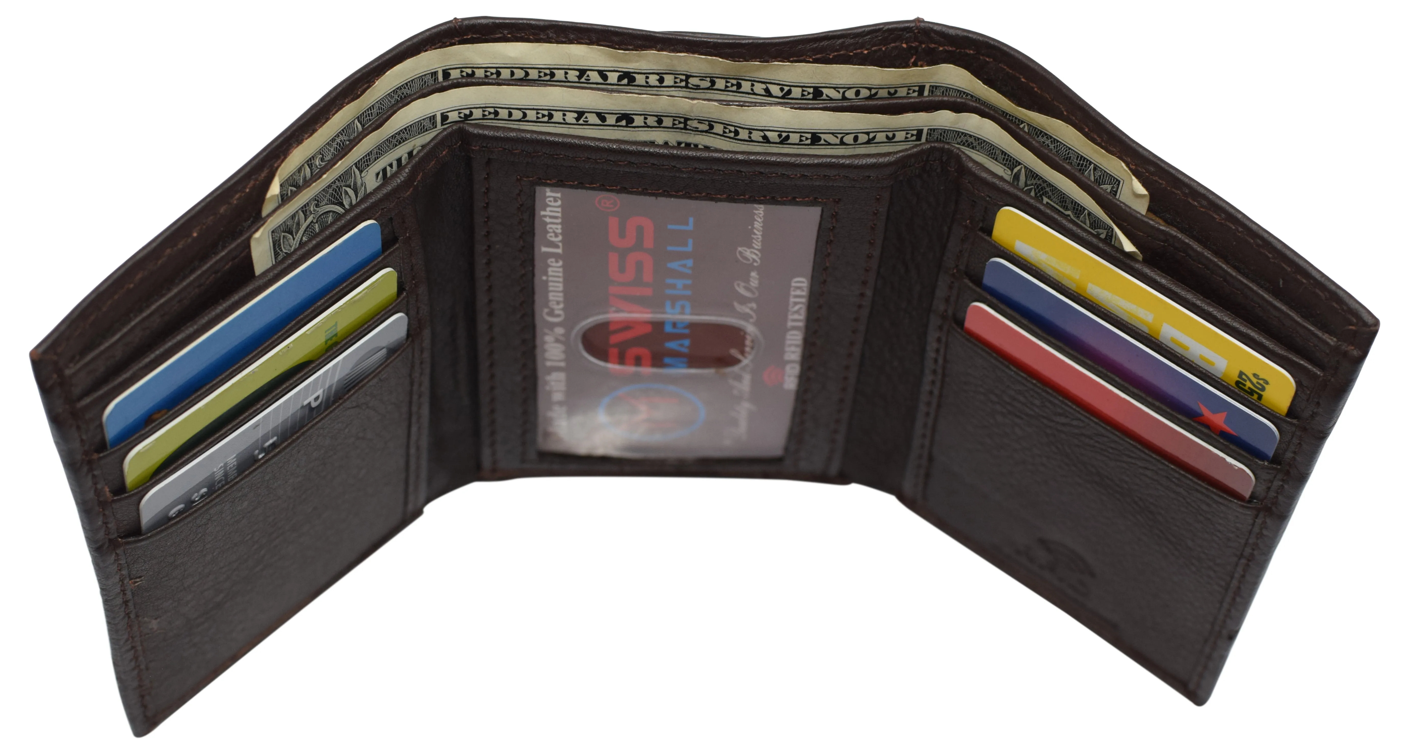 Hot Savings Alert Weekend Specials Men'S Wallet Rfid Genuine Leather Trifold With Id Window And Removable Card Slots