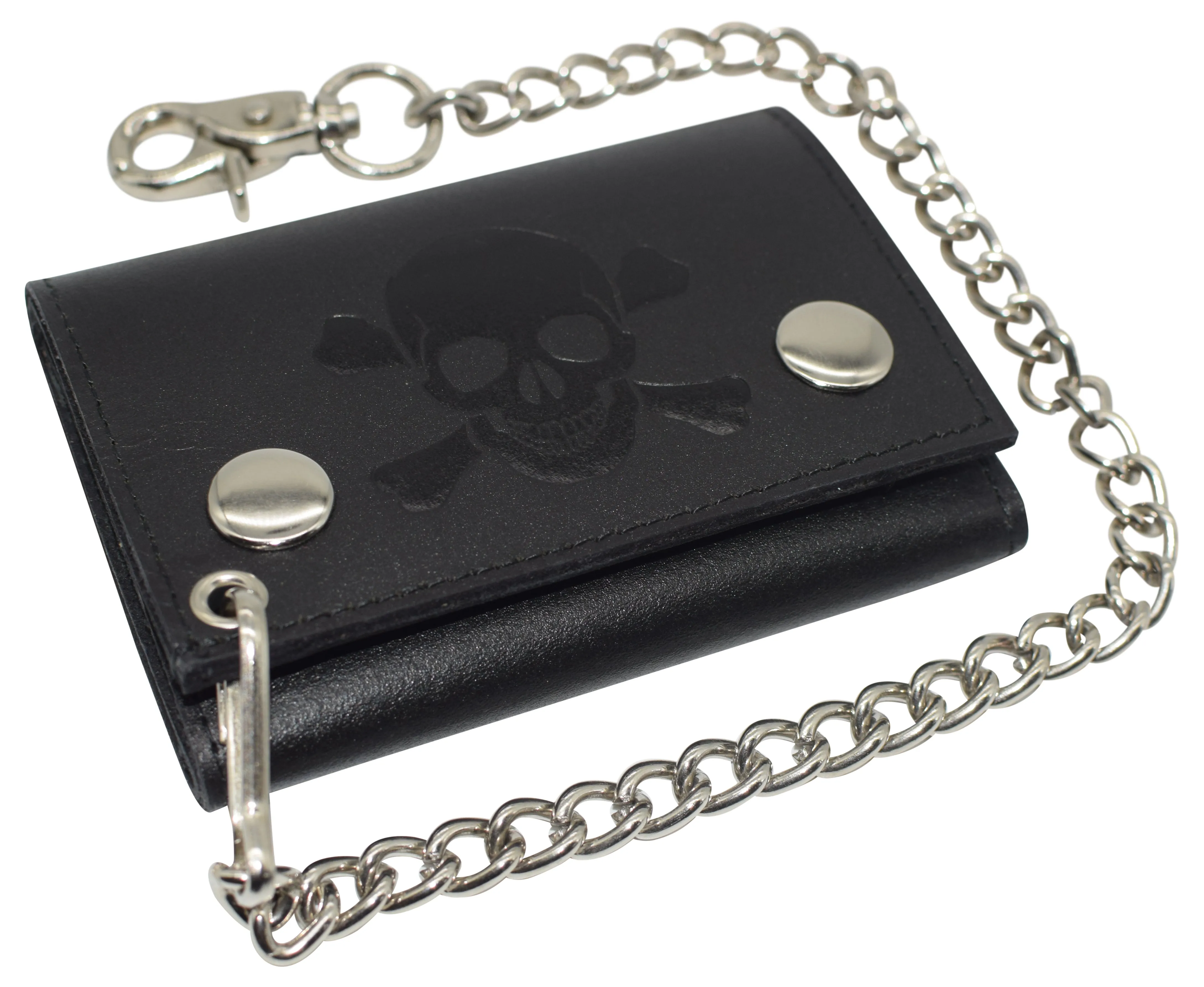 Exclusive Online Offer Mens Wallets Black Trifold Rfid Protection Real Leather Skull Biker Chain For Men