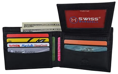 Mens Wallets Genuine Leather Bifold Extra Capacity With Removable Id Wallet Insert Rfid Blocking Card Holder Lightweight Trending Today Steal