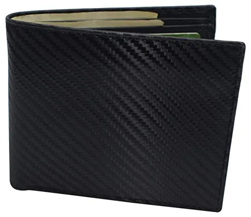 Daily Clearance Deal Men'S Wallets Rfid Blocking Carbon Fiber Leather Bifold Wallet For Men With Flap Up Id Window