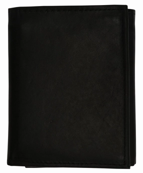 Mens Black Solid Cow Leather Tri-Fold Casual Dress Heavy Duty Wallet Trending Deals Today