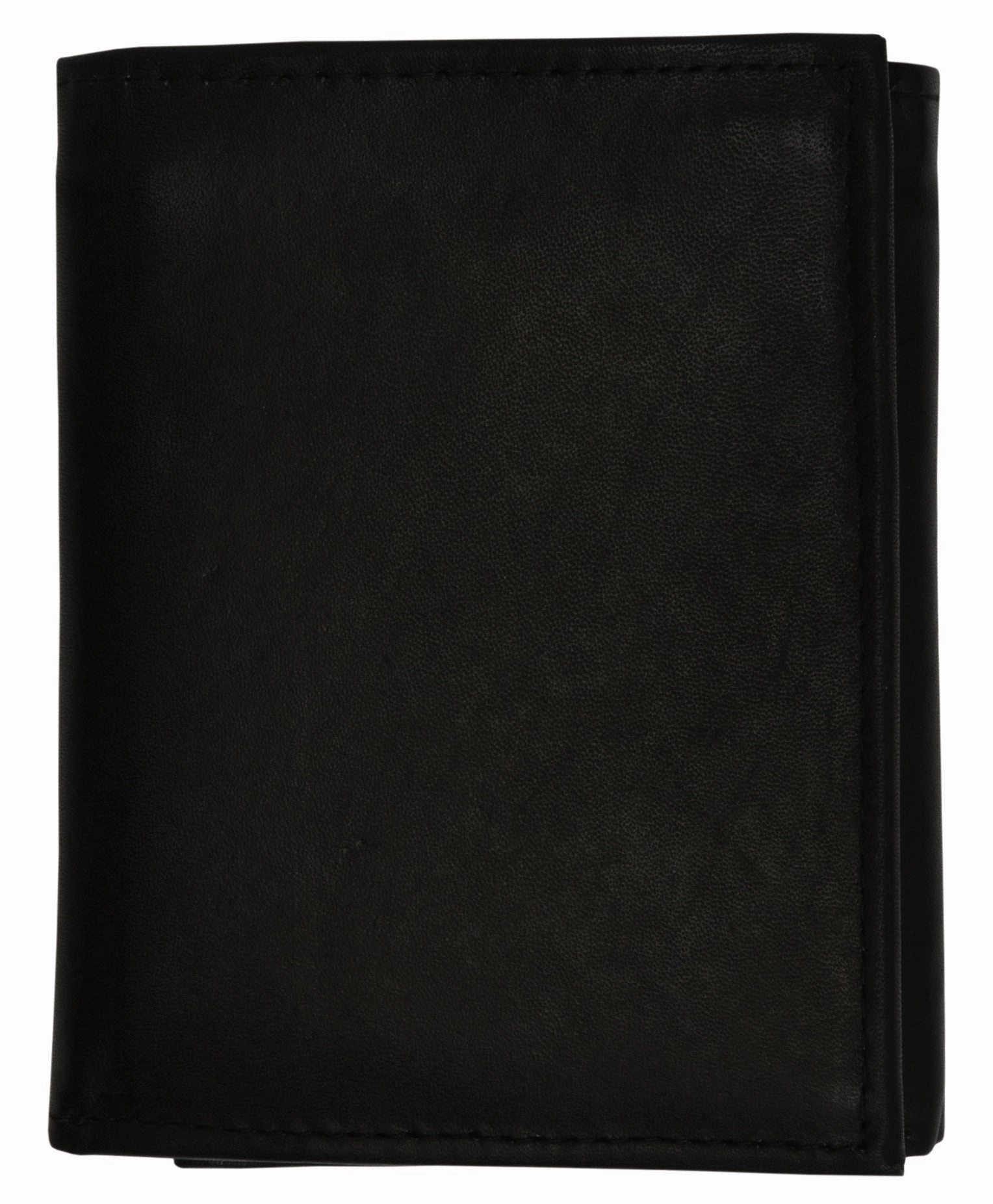 Mens Black Solid Cow Leather Tri-Fold Casual Dress Heavy Duty Wallet Trending Deals Today
