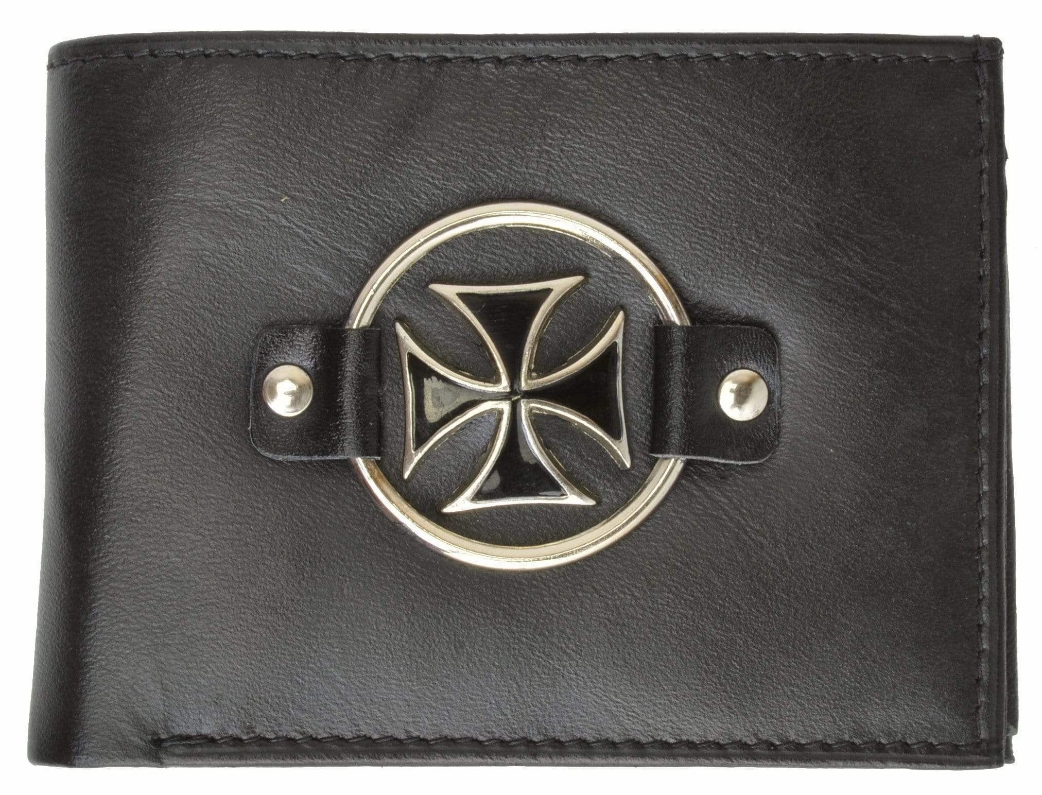 Mens Genuine Leather Credit Card Id Currency Holder Bifold Wallet Chopper Cross Design (C) Limited Time Sale