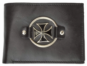 Mens Genuine Leather Credit Card Id Currency Holder Bifold Wallet Chopper Cross Design (C) Limited Time Sale