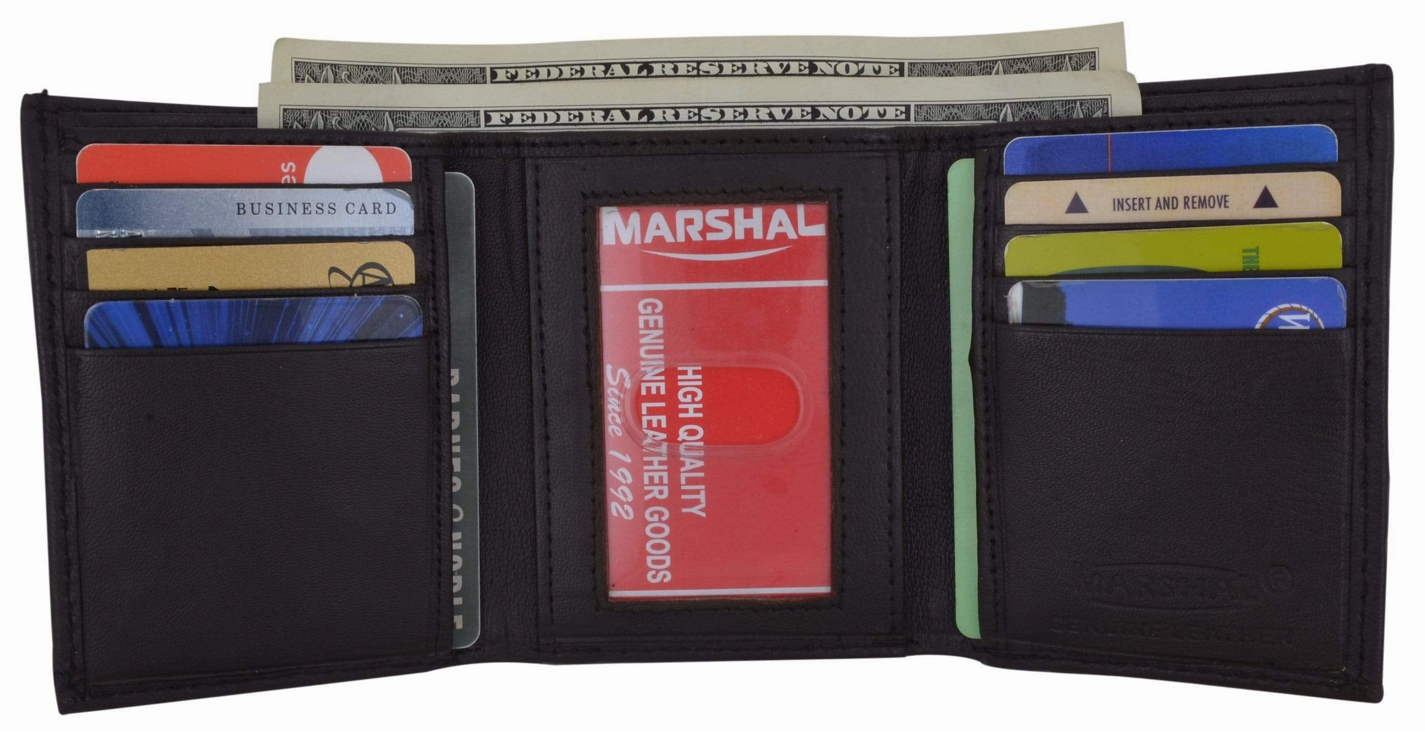 Mens Genuine Leather Trifold Wallet 8 Credit Card Slots Id Window 1155 Todays Mega Savings Exclusive Online Discount