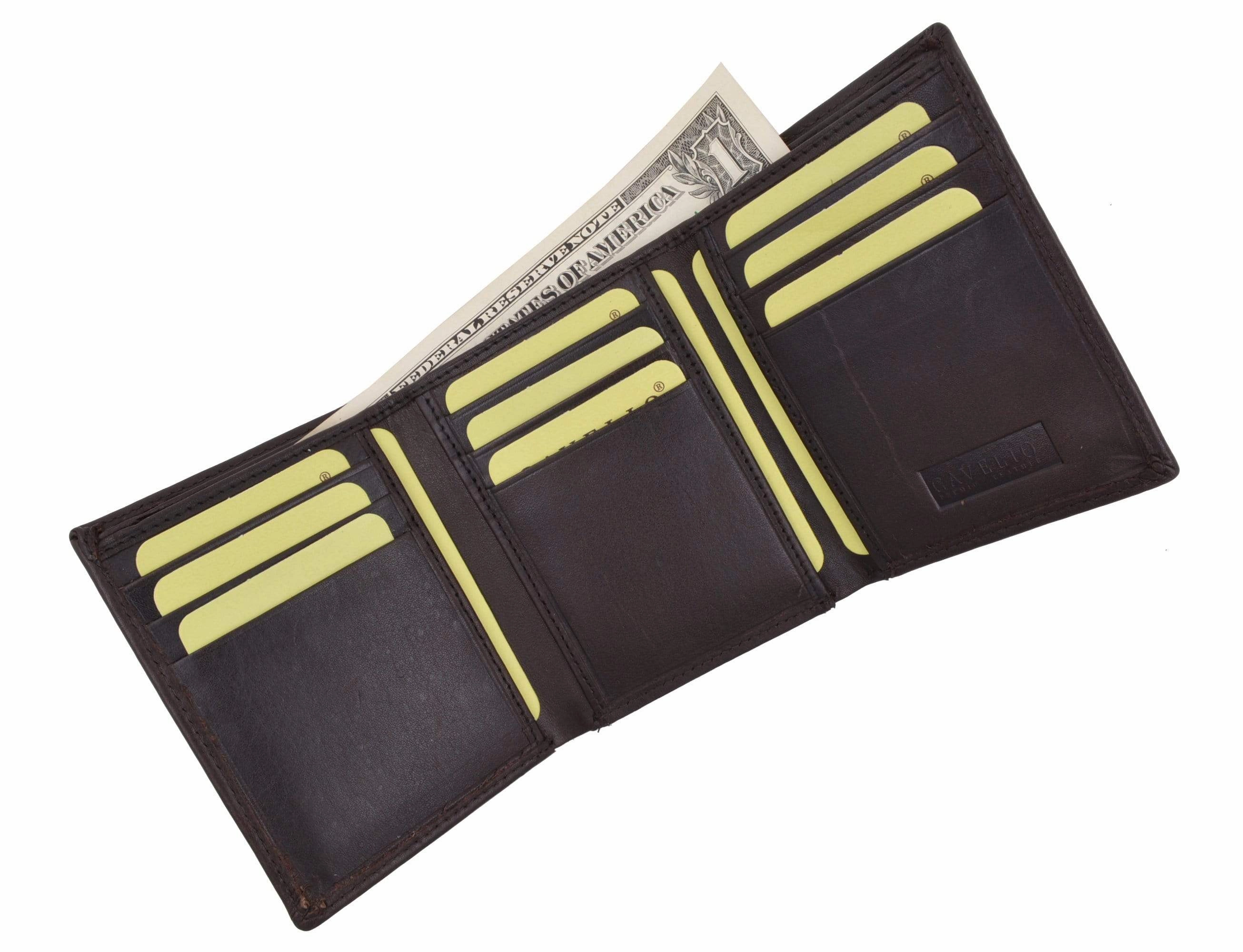 Instant Savings Deal Mens High Quality Genuine Leather Card Holder Trifold Wallet With Outside Id Window By Cavelio 730055 (C)