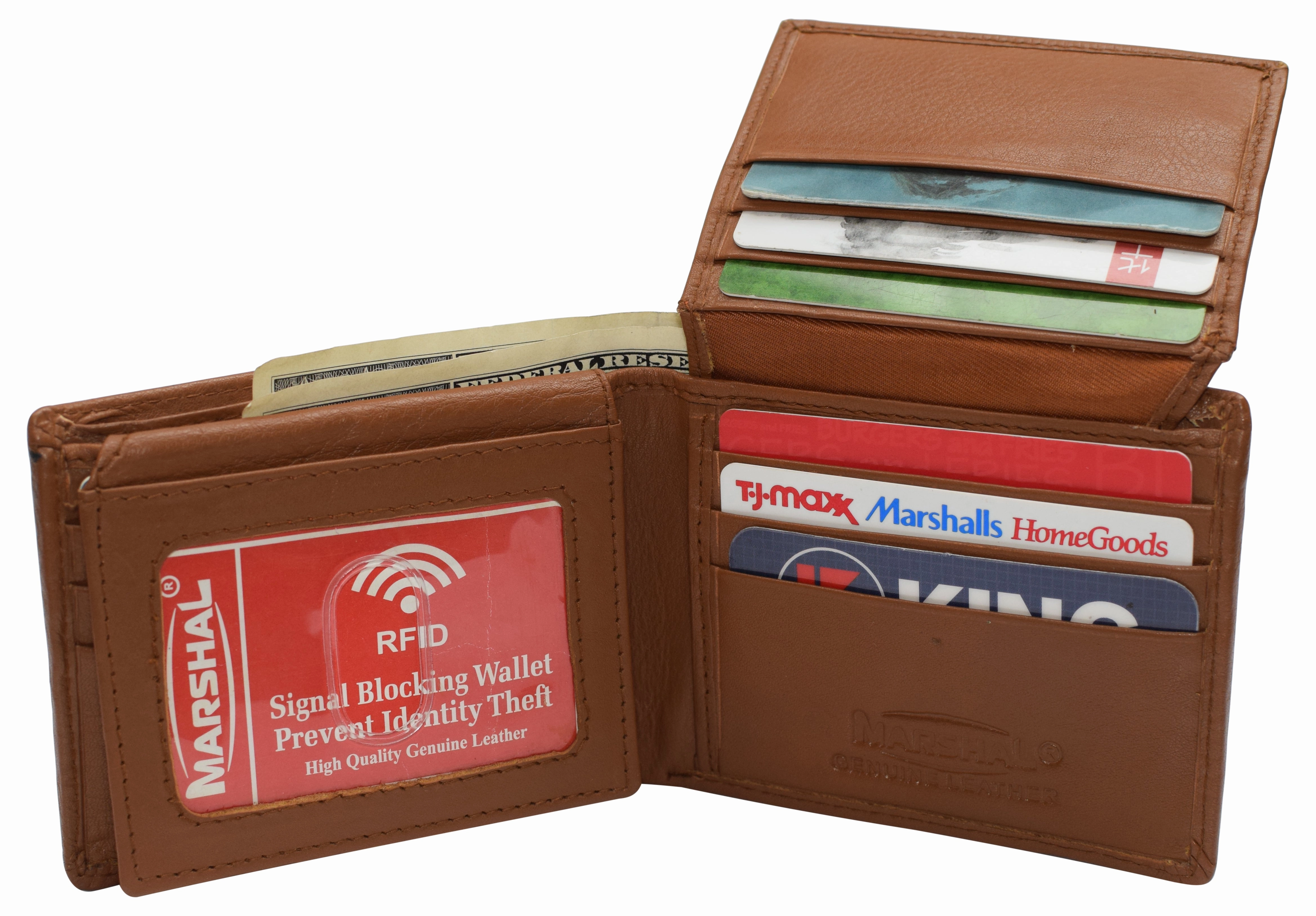 Grab Your Deal Today Best Deal Today Mens Leather Multi Card Bifold With Double Flip-Up 3 Id Windows Rfid Blocking