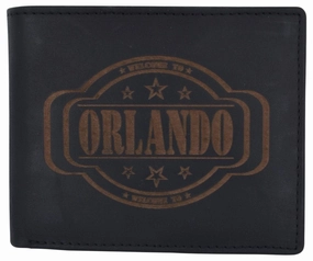 Mens Orlando Printed Logo Rfid Cowhide Leather Mens Rfid Wallet Special Offer Inside