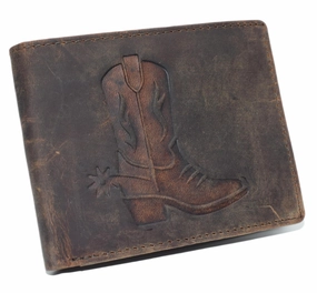 MenS Rfid Blocking Cowboy Boot Leather Wallet  Vintage Western Bifold With Rustic Rodeo Style (Brown) Todays Steal