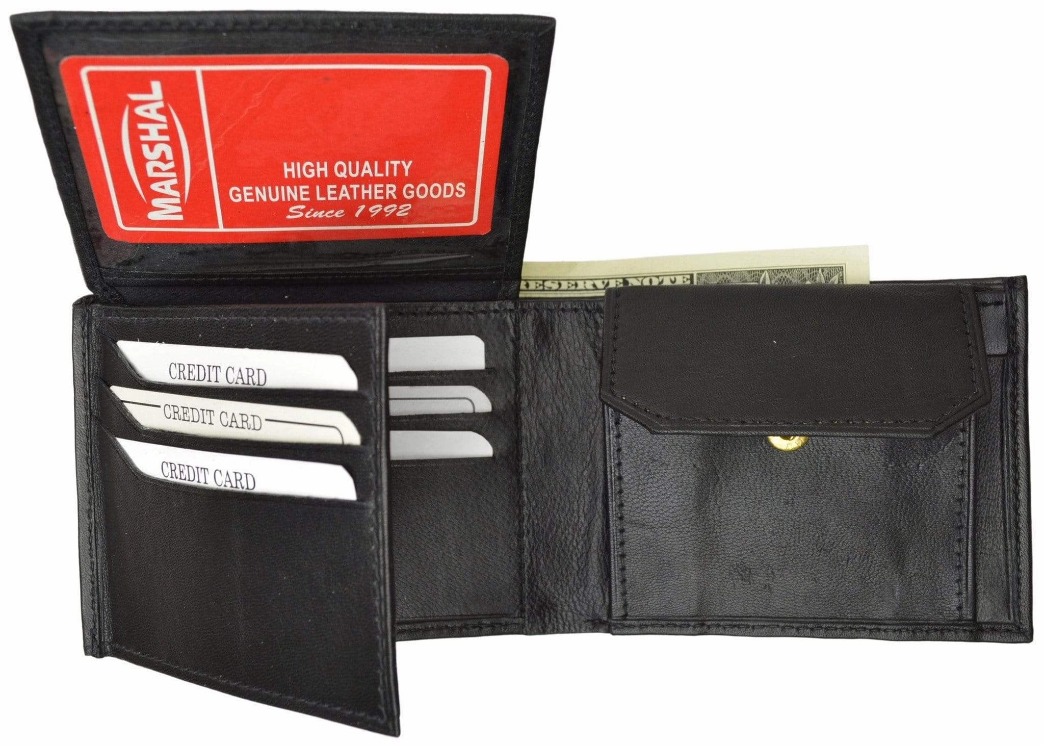 Special Offer Inside Mens Side Flap Lambskin Leather Bifold Coin Pouch Wallet 1953