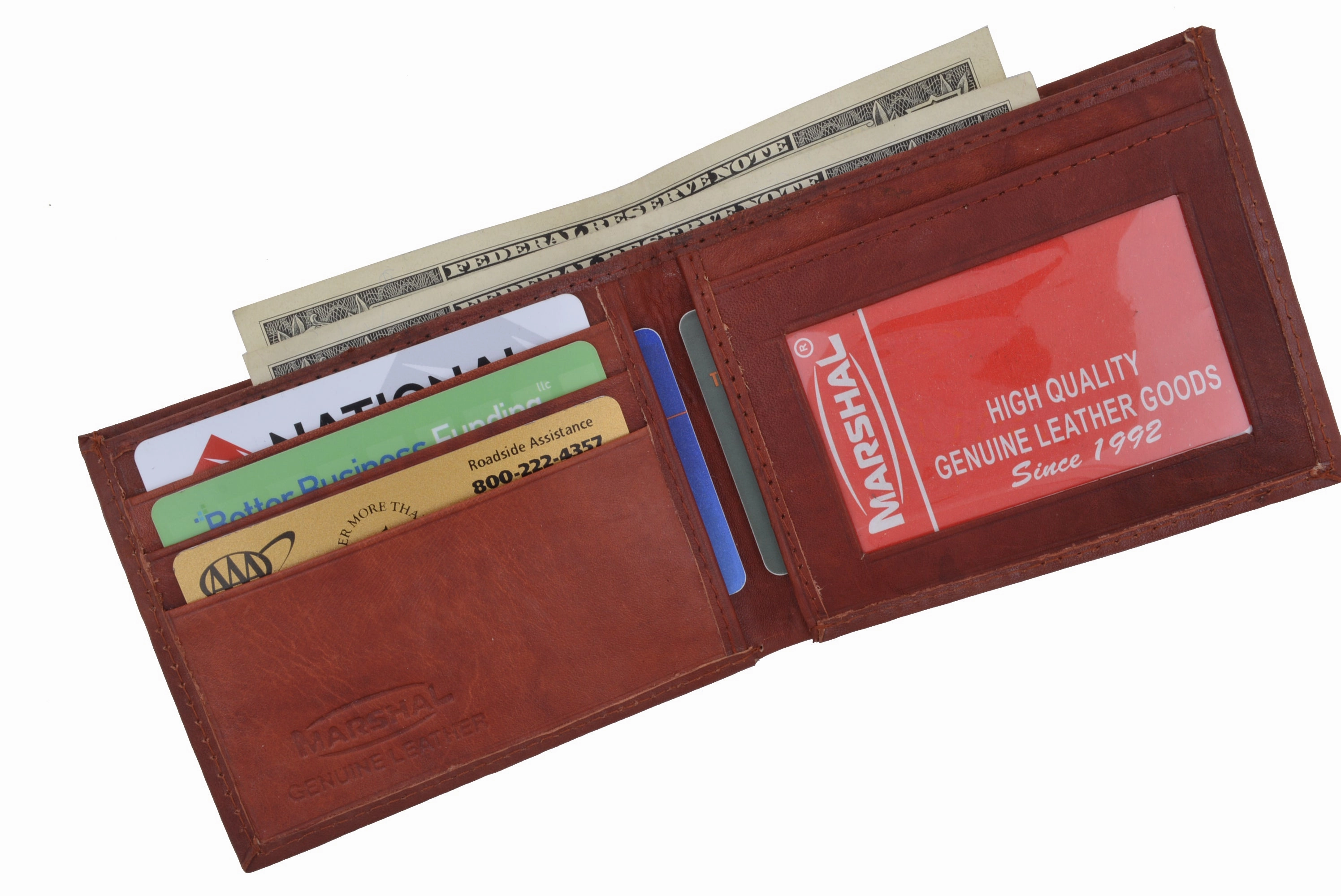 Mens Slim Bifold Cowhide Leather Wallet With Id Window 1160 Cf Hot Offer Inside