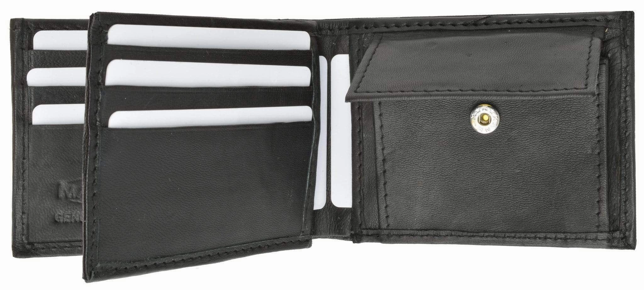 Shop Today Save Mens Soft Leather Bifold Card Holder Wallet W/Outside Double Id Windows & Coin Pouch 1659