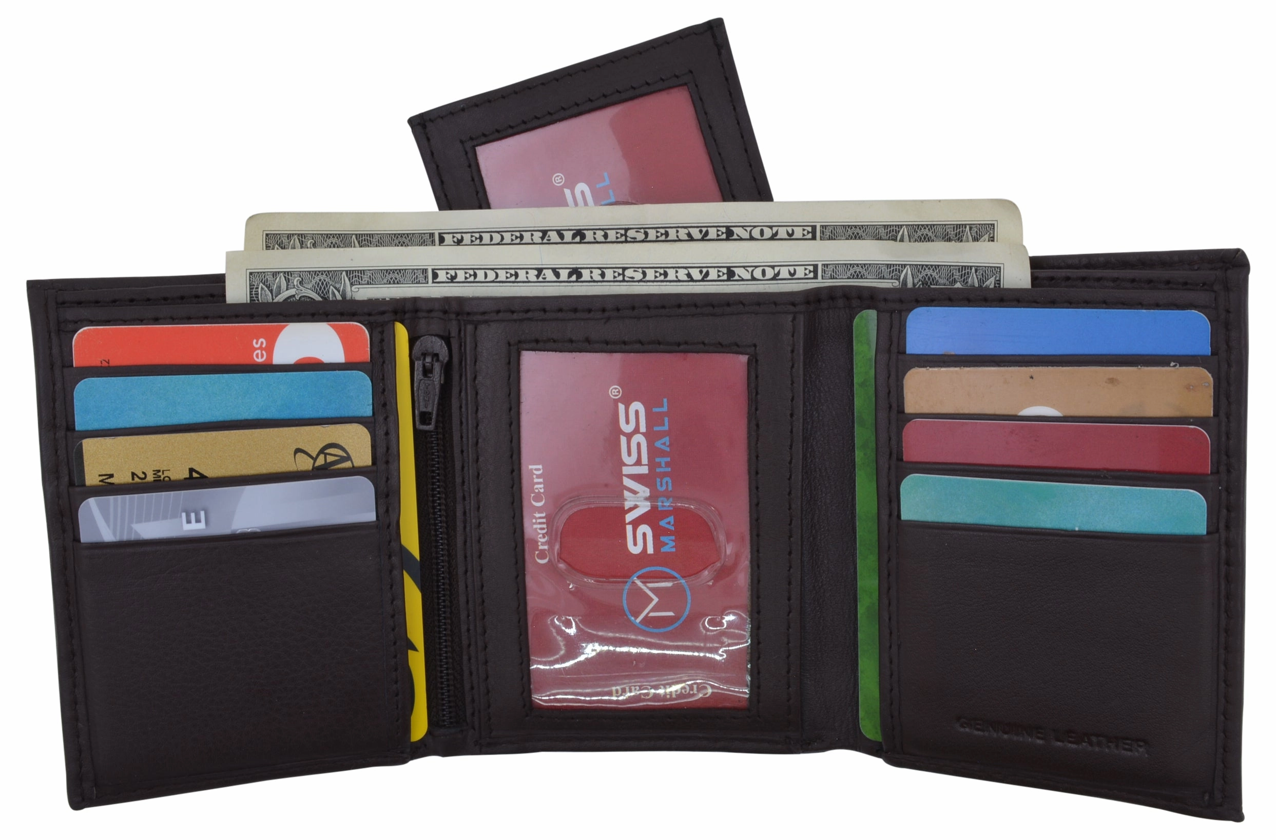 New Arrival Discount Mens Wallets Leather Rfid Blocking Trifold Wallet Extra Capacity Removable Id Card Holder Insert