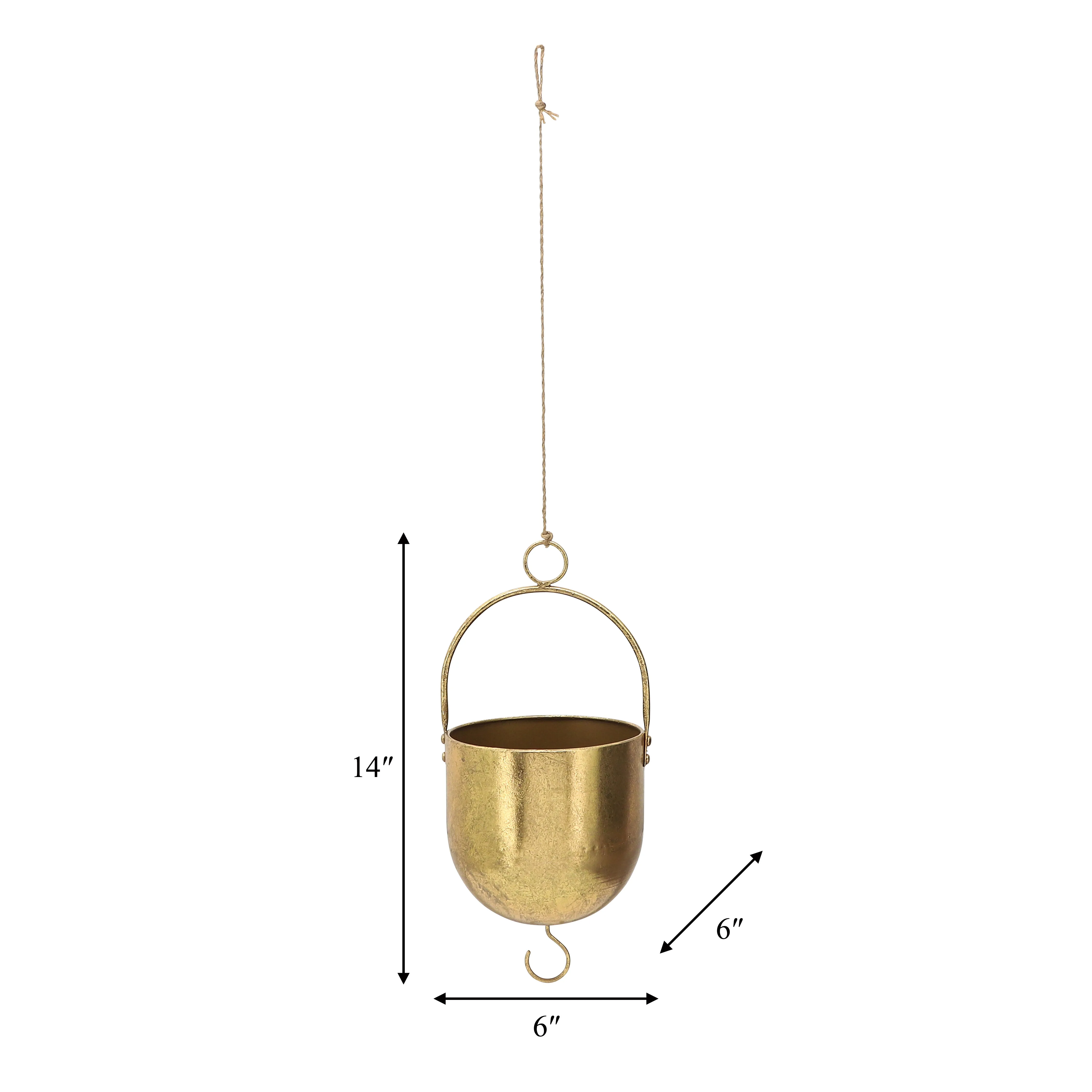 METAL 6" HANGING PLANTER, GOLD