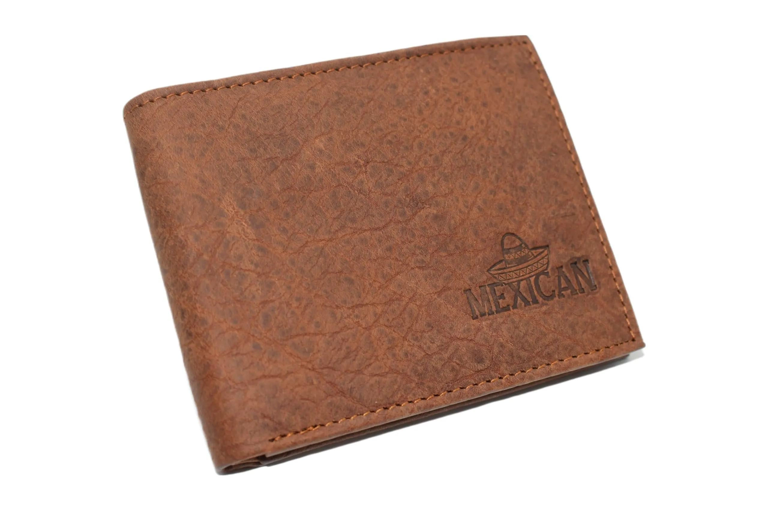 Steal the Deal Now Flash Sale Alert Mexican Sombrero Men'S Rfid Blocking Genuine Leather Bifold Trifold Card Id Wallet (Bifold)