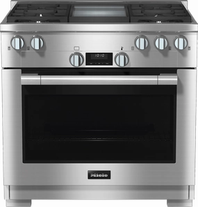 Miele HR11363GAGGDCLEANTOUCHSTEEL Hr 1136-3 G Ag Gd - 36 Inch Range All Gas With Directselect, Twin Convection Fans And M Pro Dual Stacked Burners
