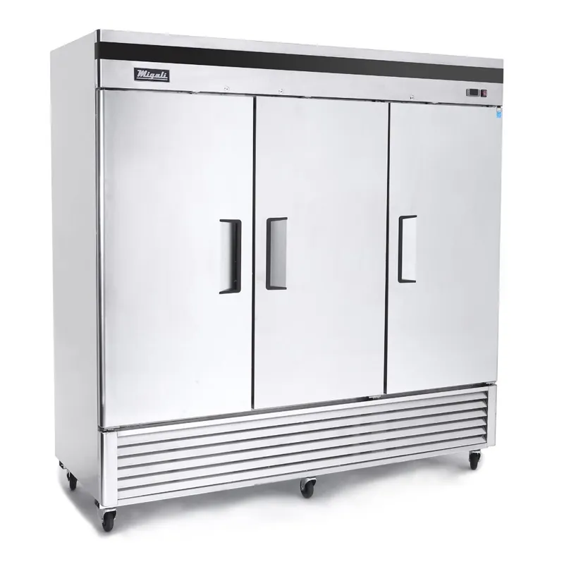 Migali - C-3FB-HC, Commercial 81" 3 Solid Door Reach-In Freezer 72 cu. ft.