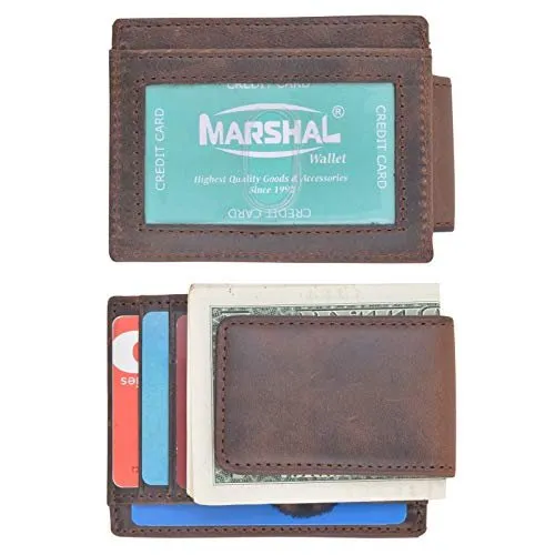 Money Clip Slim Vintage Leather Wallet For Men Front Pocket Rfid Blocking Card Holder With Rare Earth Magnets Special Deal Frenzy