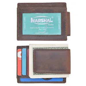 Money Clip Slim Vintage Leather Wallet For Men Front Pocket Rfid Blocking Card Holder With Rare Earth Magnets Special Deal Frenzy