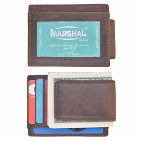 Money Clip Slim Vintage Leather Wallet For Men Front Pocket Rfid Blocking Card Holder With Rare Earth Magnets Special Deal Frenzy