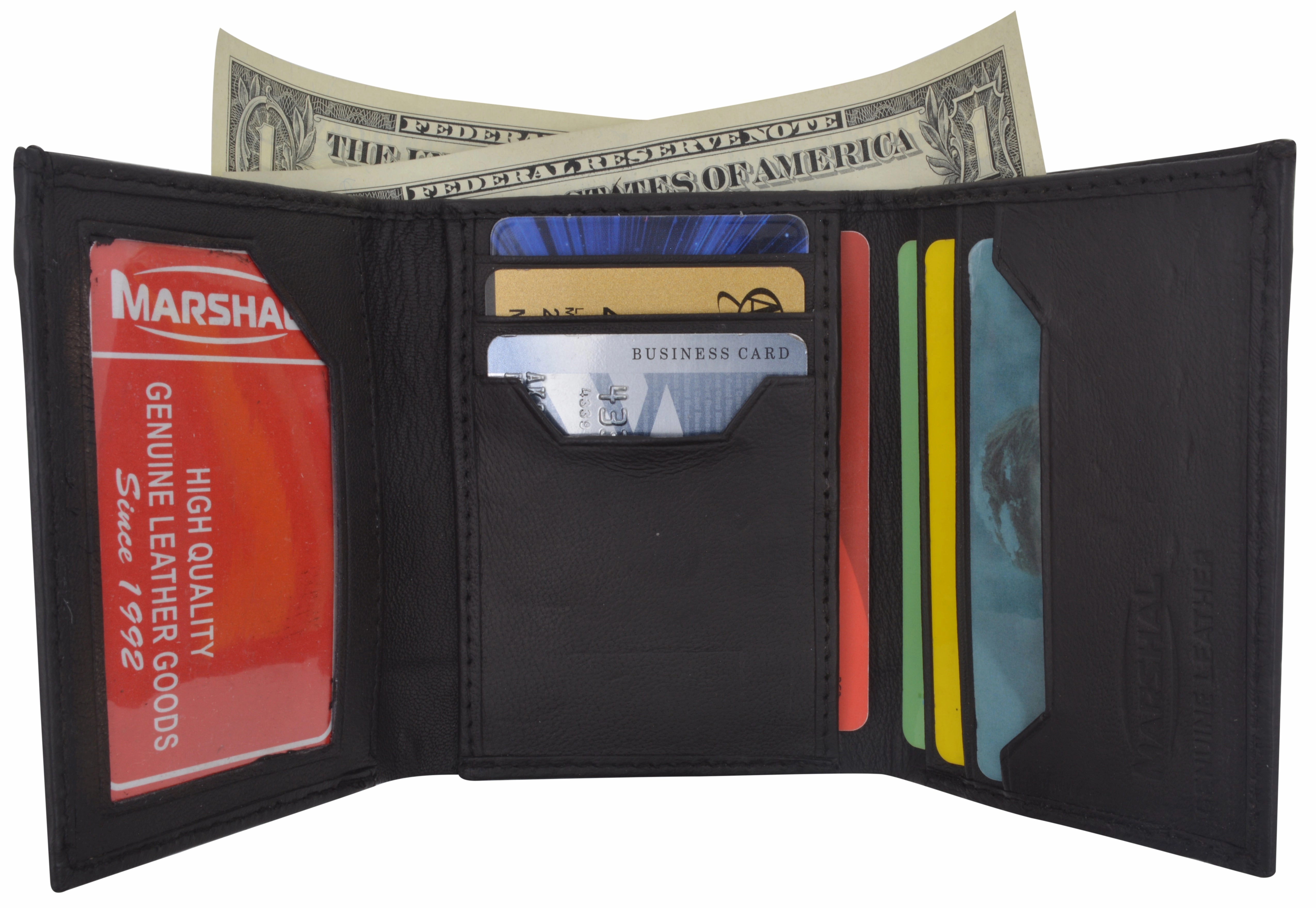 Multi Card Holder Id Window Trifold Soft Leather Mens Wallet 1255 Save Today Event