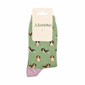 Schoffel Ladies Cotton Sock - Green Spaniel Todays Trending Deals Online Exclusive Offer