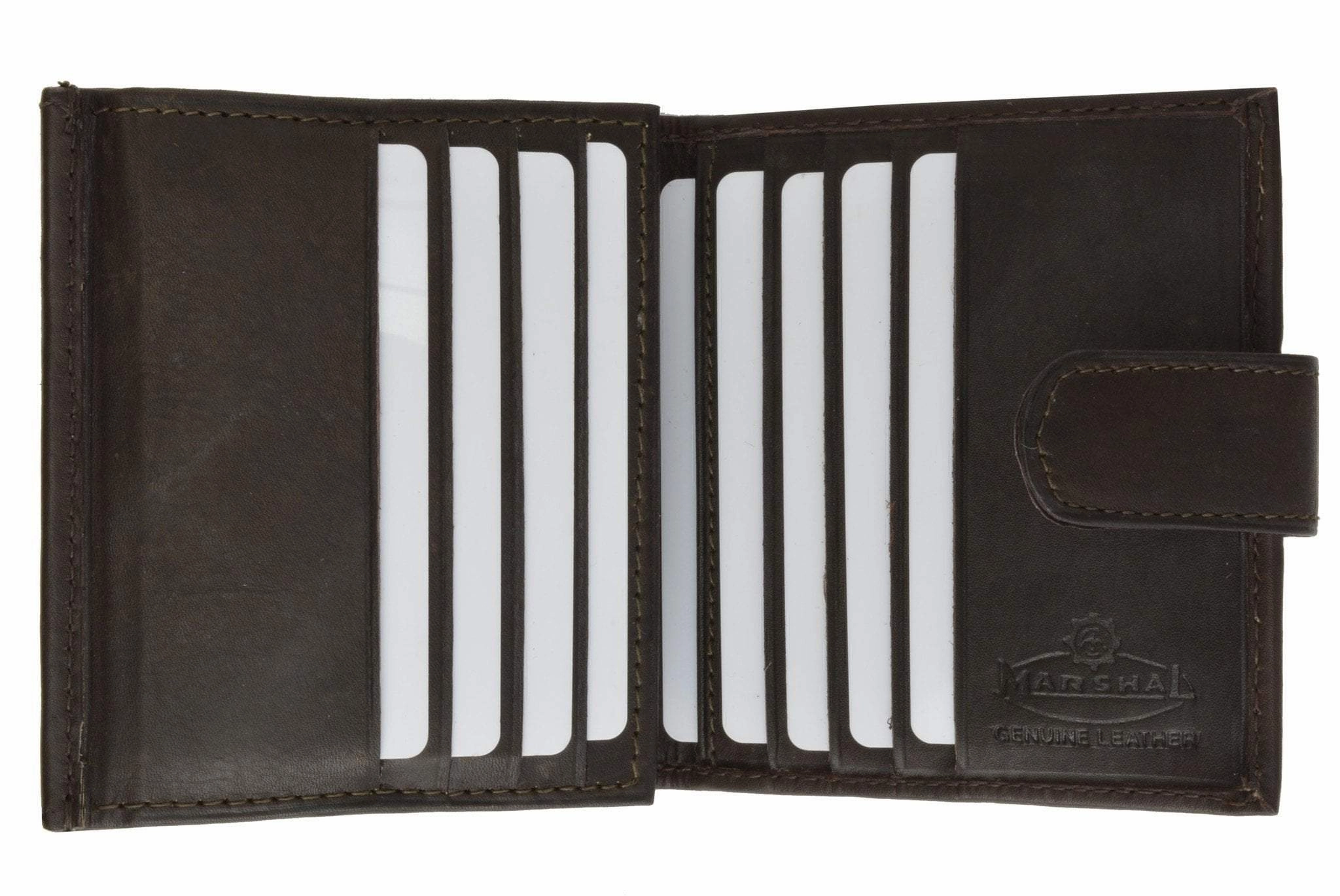 Mens Cowhide Leather Credit Card Holder Trifold Wallet With Snap Enclosure 1512 Cf Exclusive Hot Pick