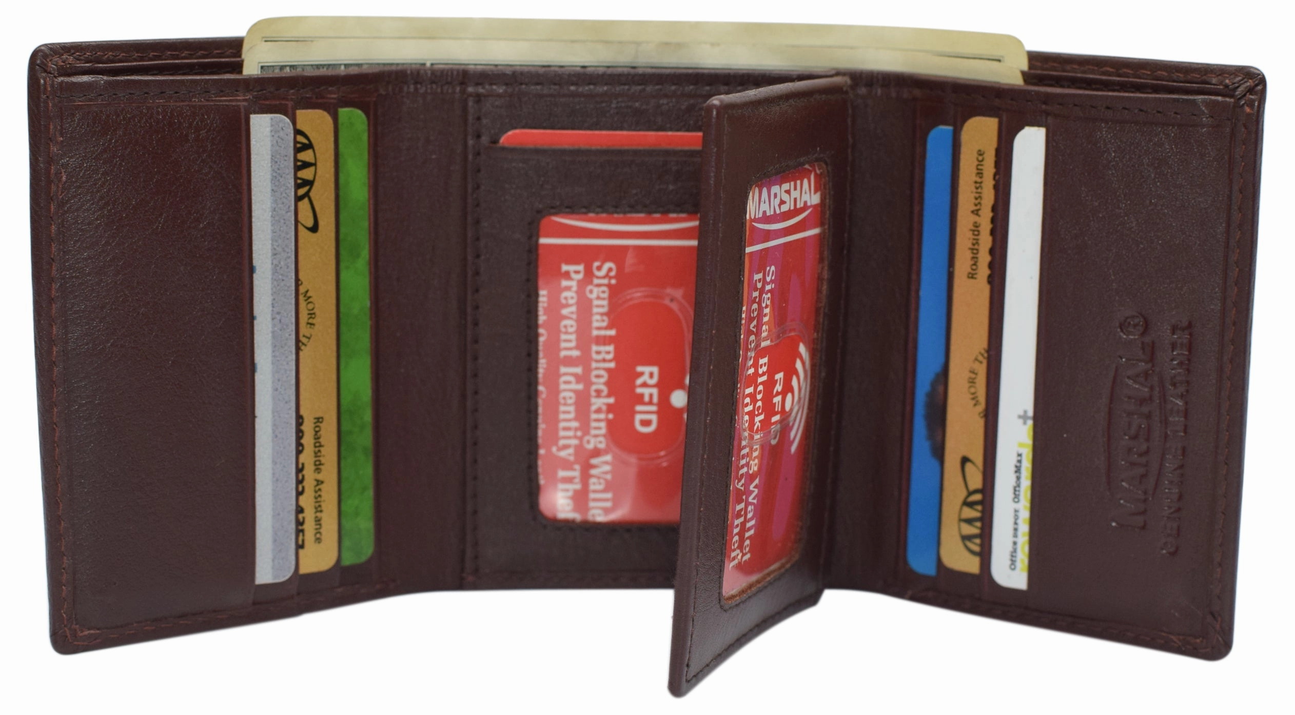Hot Discount Deal Rfid Leather Trifold Wallet With 9 Card Slots 2 Note Pocket & 2 Id Windows