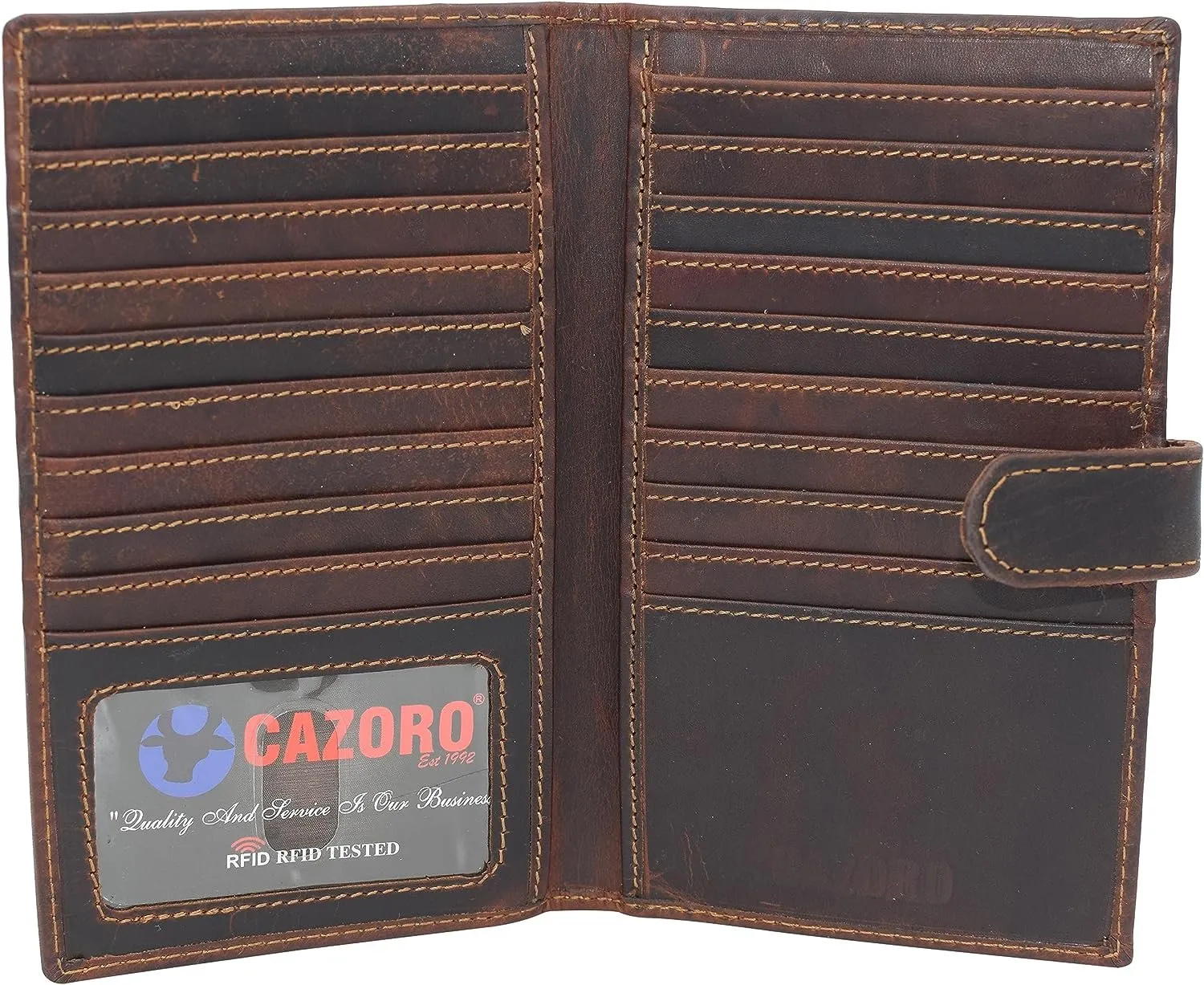 Rfid Blocking Bifold Premium Vintage Leather Credit Card Id Holder Long Wallet With Snap Closure Trending Savings Now